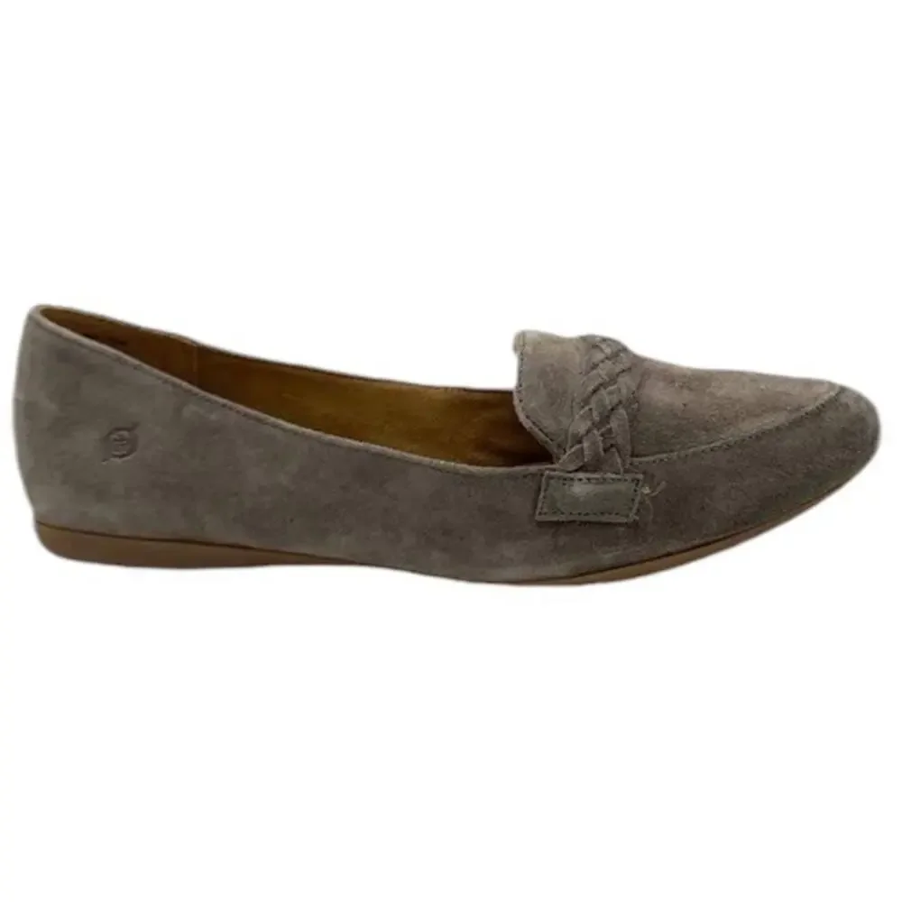Born Braided Strap Slip-On Suede Loafer Mirror Gray - Size 9.5 Medium